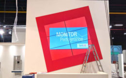 Videowall 3x2 gekanteld geplaatst aan de wand